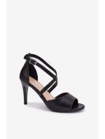 Módní Sandály Na Podpatku Černé model 21691866 - SERGIO LEONE