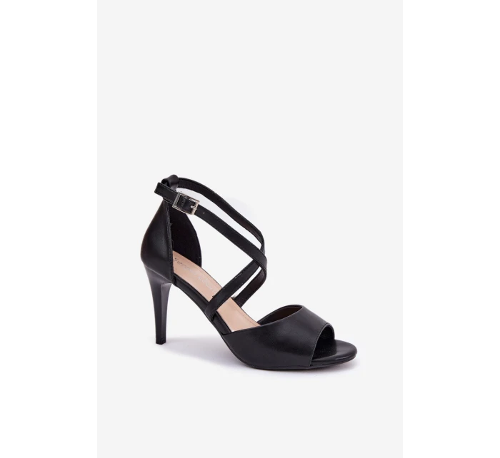 Módní Sandály Na Podpatku Černé model 21691866 - SERGIO LEONE