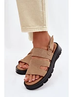 Dámské sandály semišové Big Star TT274482 Béžové