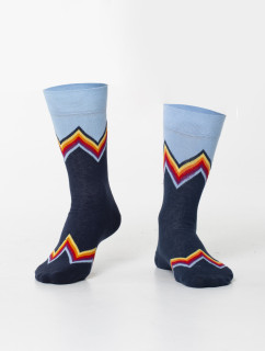 Pánské tmavě modré ponožky s barevnými cikcaky