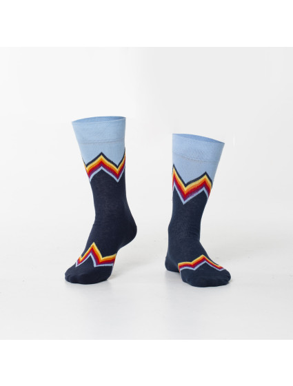 Pánské tmavě modré ponožky s barevnými cikcaky