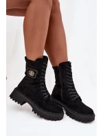 Dámské zateplené workery s ozdobným prvkem Kalindra – černé Dámské zateplené workery s ozdobným prvkem Kalindra – černé