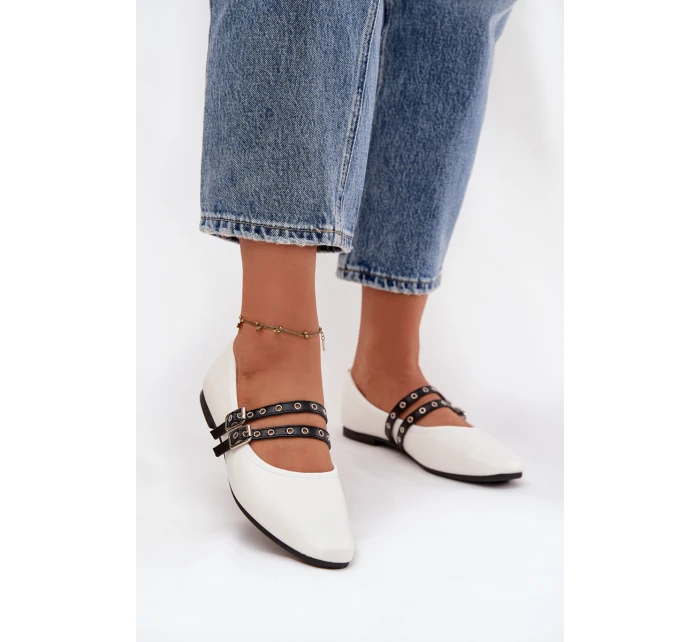 Dámské baleríny s pásky Deliora – bílé