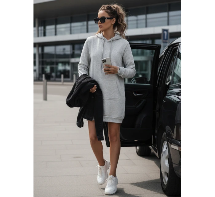 Dámská oversize dlouhá mikina světle šedá model 21964016 - Dstreet