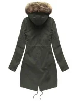Dámská zimní bunda parka v army barvě s odepínací podšívkou a kapucí (7626BIG) Dámská zimní bunda parka v army barvě s odepínací podšívkou a kapucí (7626BIG)