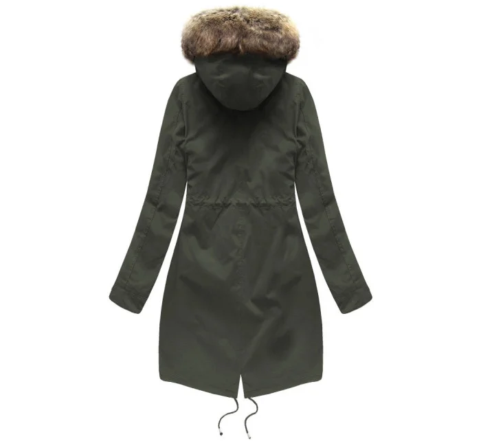 Dámská zimní bunda parka v army barvě s odepínací podšívkou a kapucí (7626BIG) Dámská zimní bunda parka v army barvě s odepínací podšívkou a kapucí (7626BIG)