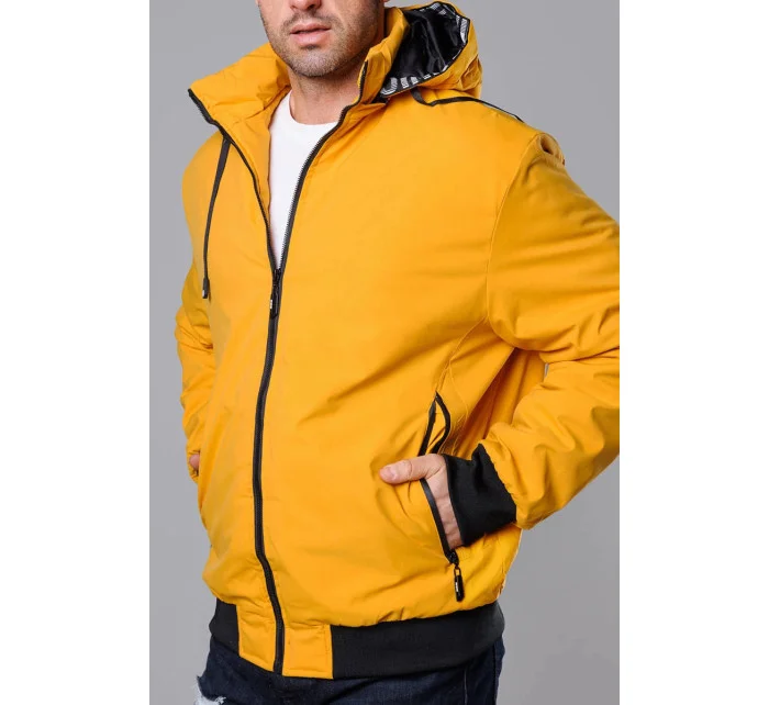 Pánská žlutá sportovní bunda s kapucí model 18311037 - J.STYLE Pánská žlutá sportovní bunda s kapucí model 18311037 - J.STYLE