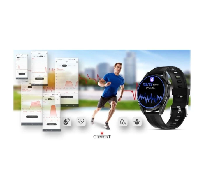 GIEWONT Vertex SmartCall GW450-1 Carbon/Carbon Silicone Smartwatch GIEWONT Vertex SmartCall GW450-1 Carbon/Carbon Silicone Smartwatch