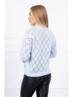 Svetr s polovičním rolákem a kosočtvercovým vzorem modrý Svetr s polovičním rolákem a kosočtvercovým vzorem modrý