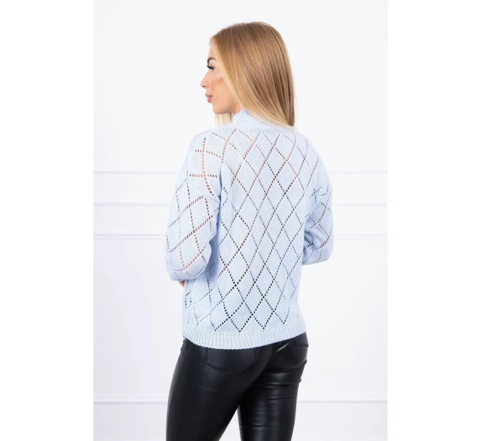 Svetr s polovičním rolákem a kosočtvercovým vzorem modrý Svetr s polovičním rolákem a kosočtvercovým vzorem modrý