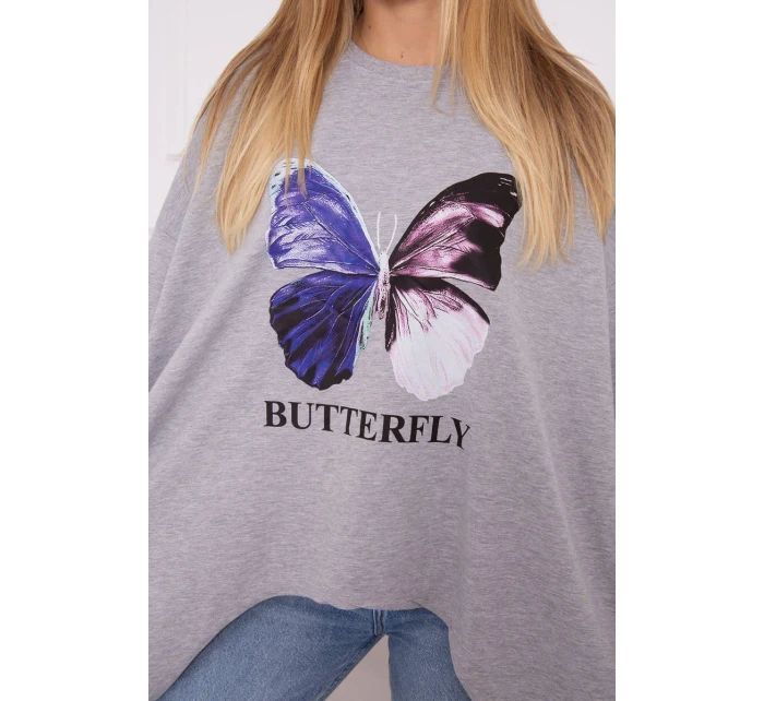 Halenka oversize s potiskem šedá