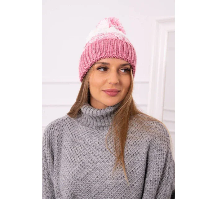 Dámská čepice s bambulí Abigail powder model 18751683 - K-Fashion