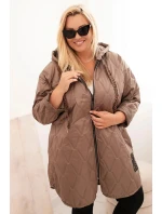 Dámská bunda Plus Size prošívaná s kapucí a nápisem model 21339241 fango - K-Fashion