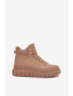 Dámské zateplené kozačky trapery na platformě Camel model 21747749 - Boto Dámské zateplené kozačky trapery na platformě Camel model 21747749 - Boto