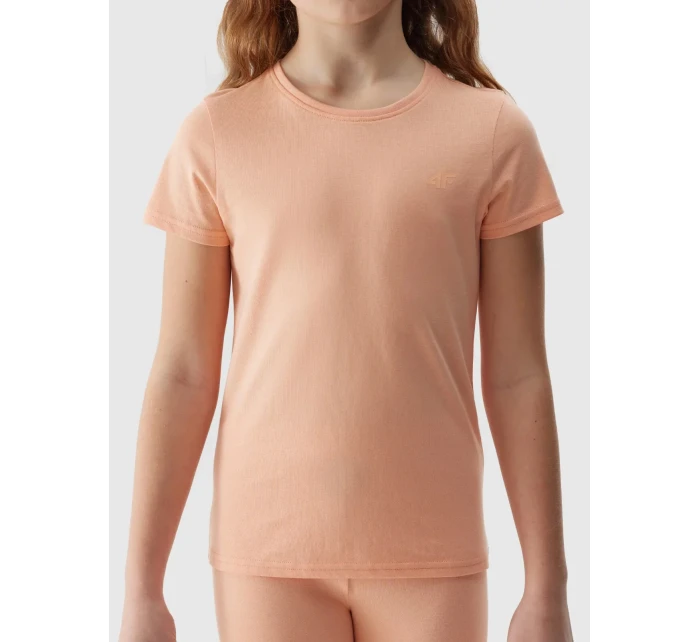Dívčí hladké tričko 4F - pudrově korálové