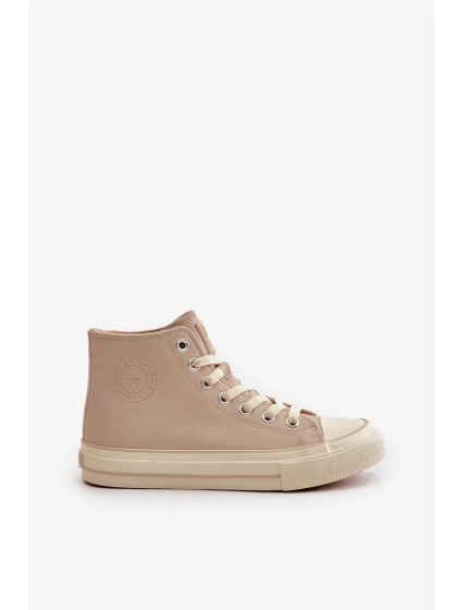 Dámské Zateplené Tenisky z Eko Kůže Béžové Big Star