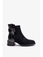 Elegantní kotníkové boty na podpatku zateplené černé Elegantní kotníkové boty na podpatku zateplené černé