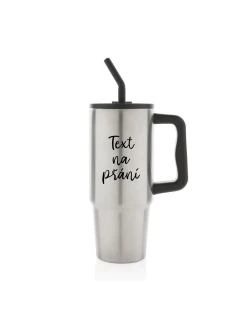TEXT NA PŘÁNÍ - stříbrný cestovní termohrnek 900 ml  