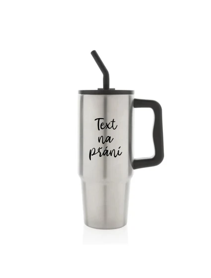 TEXT NA PŘÁNÍ - stříbrný cestovní termohrnek 900 ml  