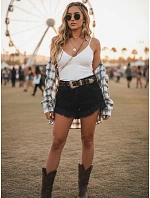 Szorty damskie z wysokim stanem czarne model 22120869 - FashionStreet