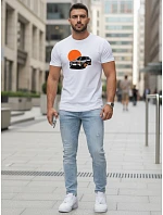 Pánské bílé tričko s potiskem automobilů FashionStreet NX5091R
