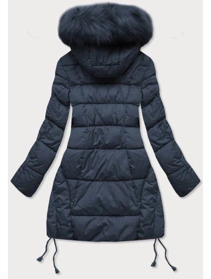 PIKOWANA DAMSKA KURTKA ZIMOWA Z KAPTUREM GRANATOWA model 21242024 - Libland