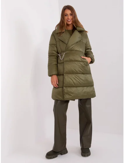 Lehká péřová dámská zimní bunda v khaki barvě model 21247731 - Factory Price