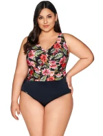 Dámské jednodílné plavky 60 black Floral - AVA Dámské jednodílné plavky 60 black Floral - AVA