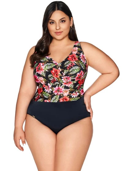 Dámské jednodílné plavky 60 black Floral - AVA Dámské jednodílné plavky 60 black Floral - AVA