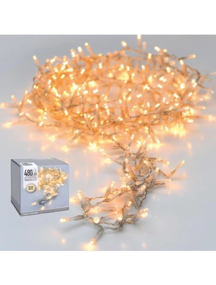 VÁNOČNÍ STROM SVĚTLA SVĚTELNÝ ŘETĚZ 480 VEDL TEPLÉ BÍLÉ TRANSPARENTNÍ DRÁT