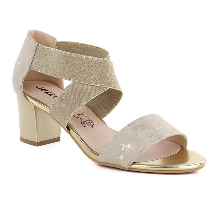 Dámské zlaté páskové sandály se sloupkem Jezzi RMR1954-27 Dámské zlaté páskové sandály se sloupkem Jezzi RMR1954-27