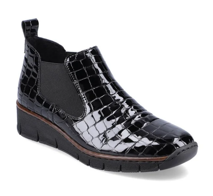 Kožené boty z hadí kůže Rieker W R474 černé Kožené boty z hadí kůže Rieker W R474 černé