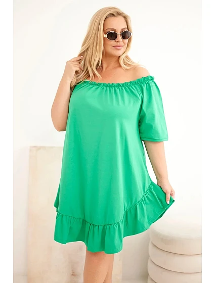 Dámské plus size bavlněné šaty s volánem zelená Dámské plus size bavlněné šaty s volánem zelená