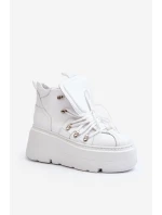 Zazoo 3416 Kožené Dámské Sportovní Boty Bílé
