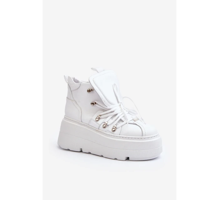 Zazoo 3416 Kožené Dámské Sportovní Boty Bílé