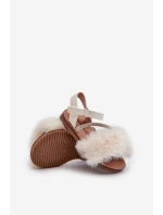 Dětské sandálky na suchý zip s kožíškem Bílé Rosavere