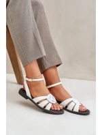 Kožené Dámské Sandály Na Plochém Podpatku Bílé Zazoo model 21682210 - Boto Kožené Dámské Sandály Na Plochém Podpatku Bílé Zazoo model 21682210 - Boto