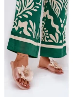 Průhledné Ploché Dámské Pantofle Se Syntetickým Květinou Nuda Vobetta Průhledné Ploché Dámské Pantofle Se Syntetickým Květinou Nuda Vobetta