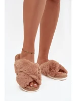 Kožešinové domácí pantofle pro ženy s se pásky Camel model 21708380 - EVENTO Kožešinové domácí pantofle pro ženy s se pásky Camel model 21708380 - EVENTO