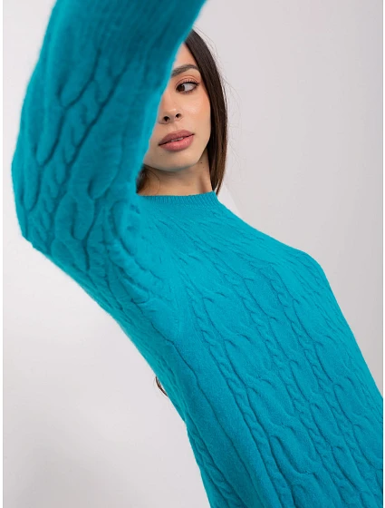 Sweter AT SW turkusowy model 18909238 - FPrice Sweter AT SW turkusowy model 18909238 - FPrice