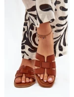 Dámské pantofle na nízkém podpatku – camel Mirona Dámské pantofle na nízkém podpatku – camel Mirona