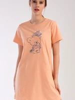 Dámská noční košile s krátkým rukávem Méďa s kytkou