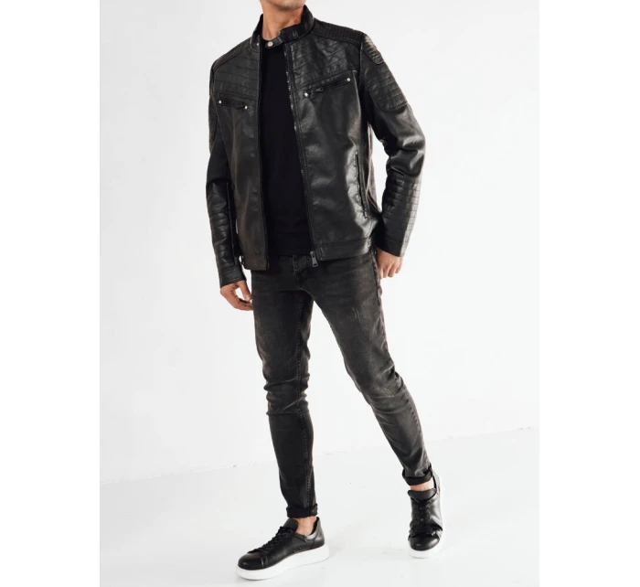 Pánská kožená bunda černá Dstreet TX4684