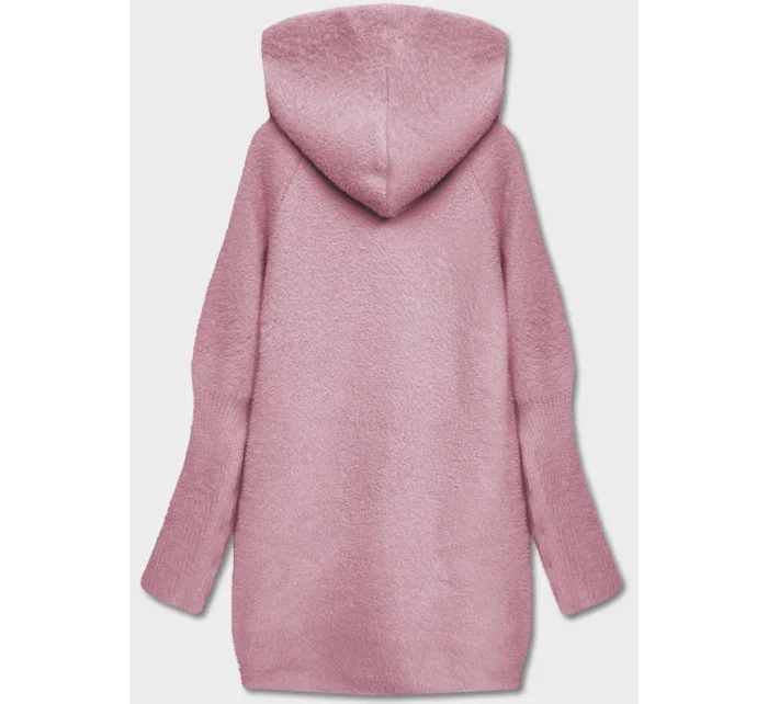 Růžový přehoz přes oblečení ála alpaka s kapucí (B6007-81)