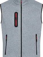 Daiber JN 774 Pánská pletená fleecová vesta se stojáčkem 02.0774 light grey melange/red