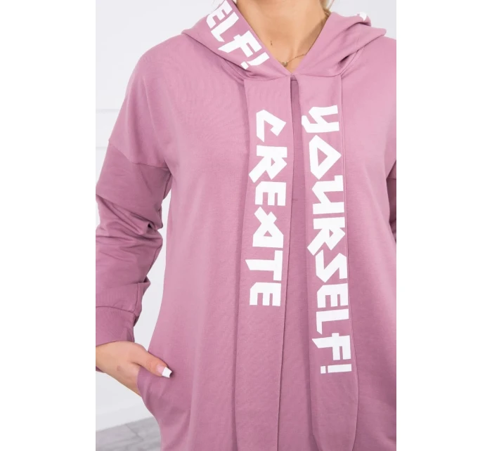 Oversize šaty s kapucí tmavě růžové Oversize šaty s kapucí tmavě růžové