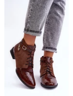 Dámské kožené kozačky model 21600512 Hnědá - Maciejka
