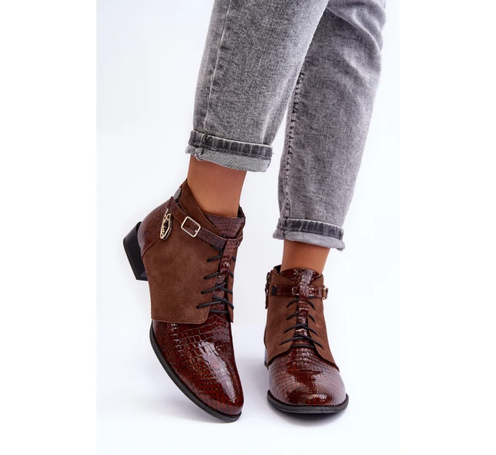 Dámské kožené kozačky model 21600512 Hnědá - Maciejka