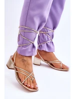 Vázané Sandály S model 21620055 Podpatky zlato Secret Love - Boto Vázané Sandály S model 21620055 Podpatky zlato Secret Love - Boto