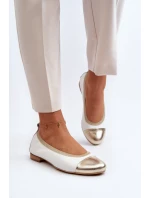 Zazoo 2890 Kožené baleríny bílo-zlaté